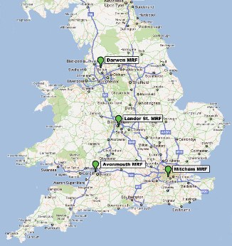 Map showing the location of the planned MRFs